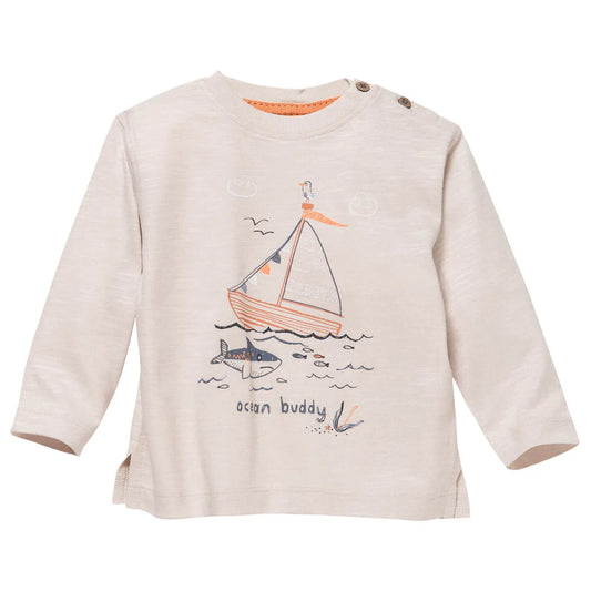 Sailing Boat | Beige | Long Sleeve Kids Top | GOTS Organic Cotton