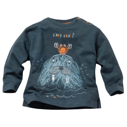 Walrus | Navy Blue | Long Sleeve Kids Top | GOTS Organic Cotton