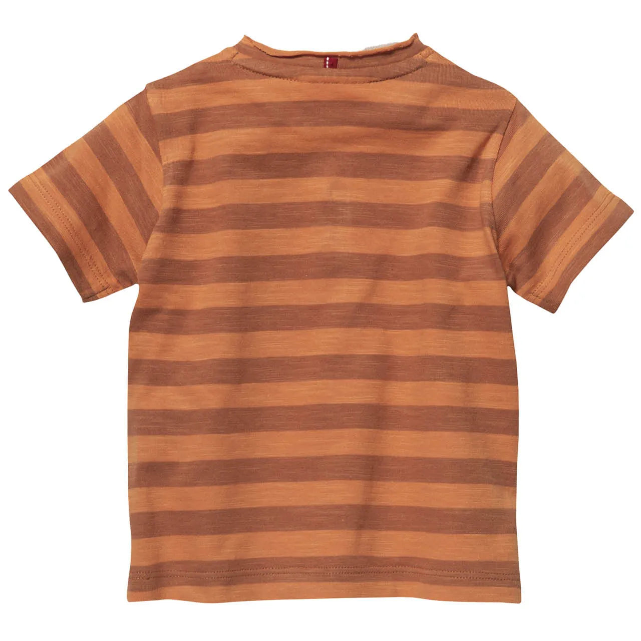 Striped Orange | Short Sleeve Kids Henley Top | GOTS Organic Cotton