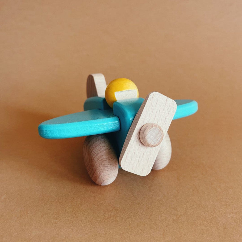 Aquamarine Plane with Pilot | Wooden Activity Toy for Babies & Toddlers
