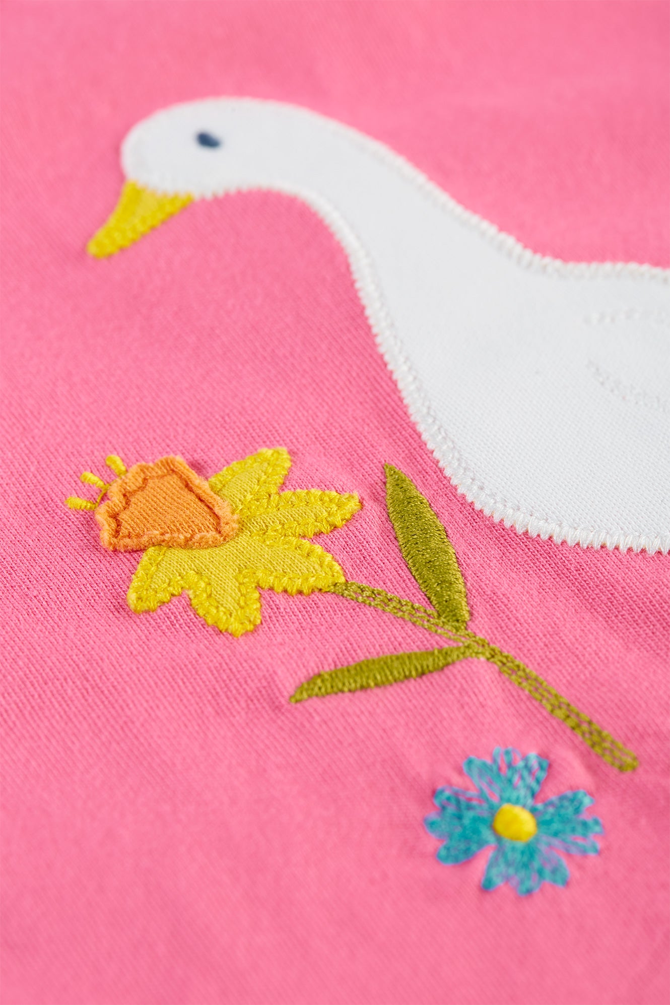 Hibiscus Pink - Duck | Eva Appliqué T-Shirt | Short Sleeve Top | GOTS Organic Cotton