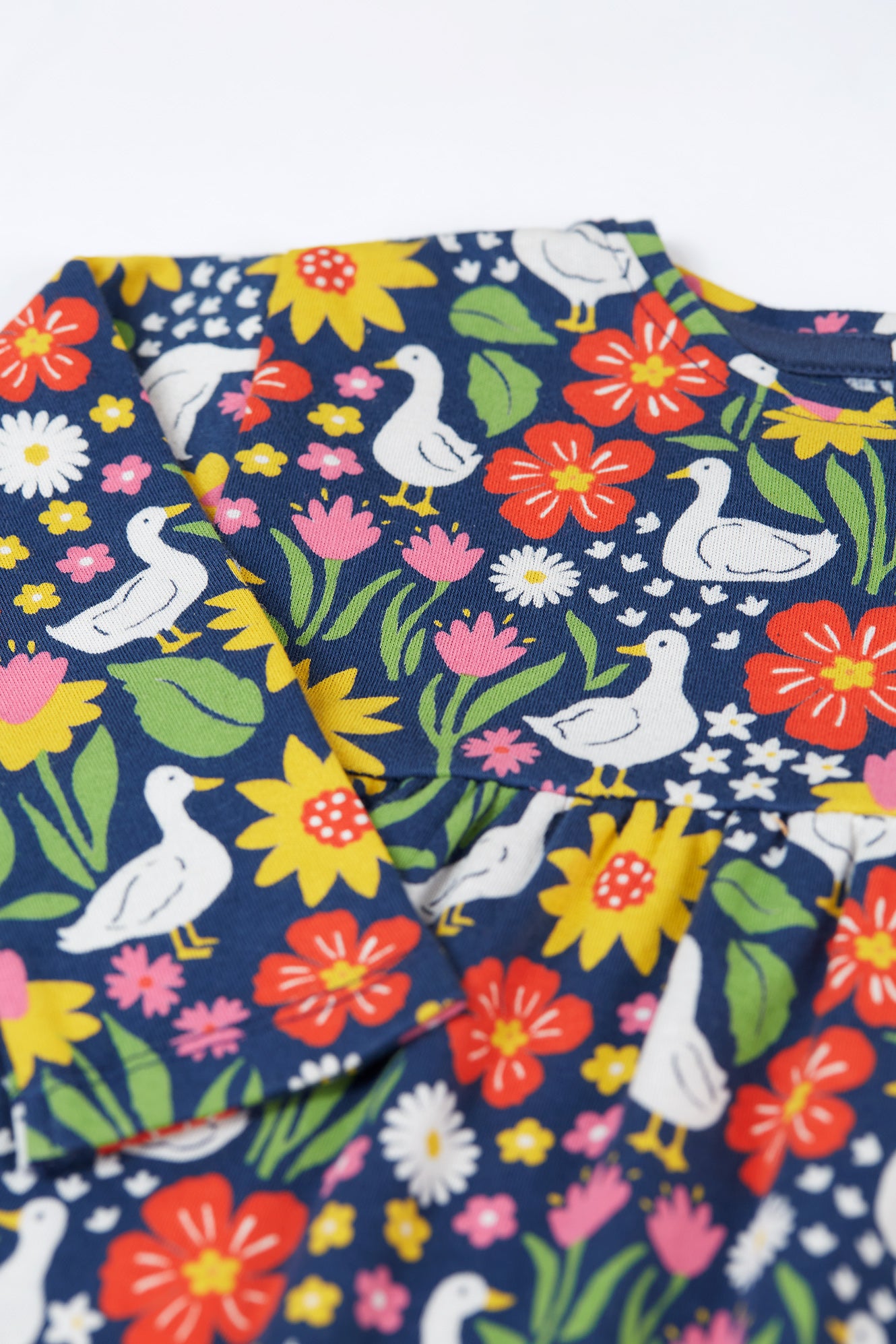 Springtime Ducks | Little Amelia Dress | Short Sleeve Dress | GOTS Organic Cotton