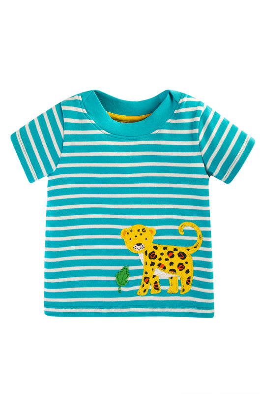 Tropical Seaside Breton - Jaguar | Easy On T-Shirt | Short Sleeve Top | GOTS Organic Cotton