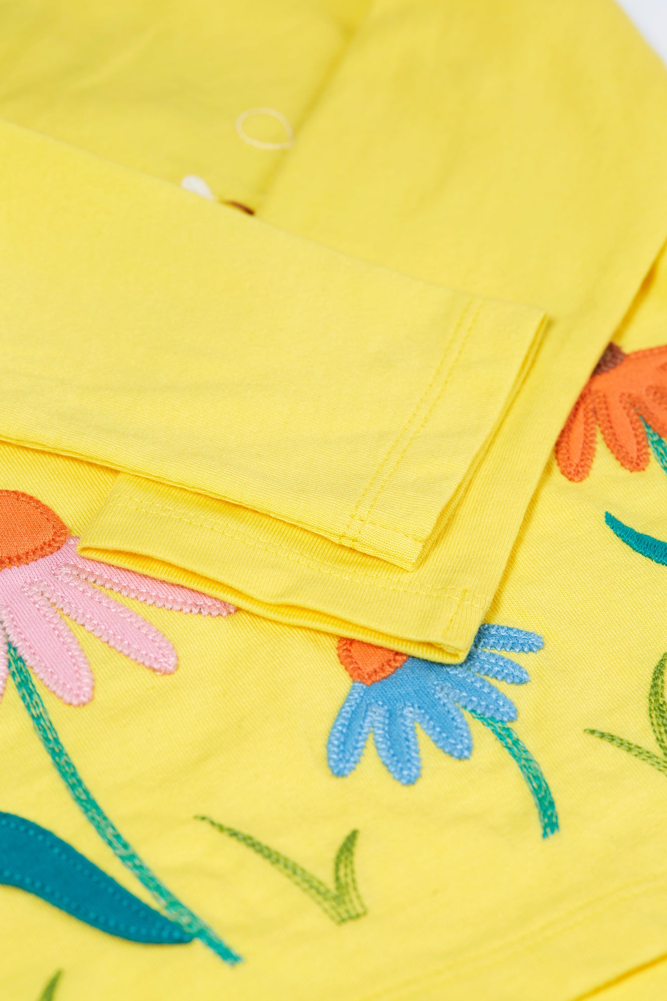 Banana Yellow - Echinacea | Carmen Appliqué Top | Short Sleeve Top | GOTS Organic Cotton