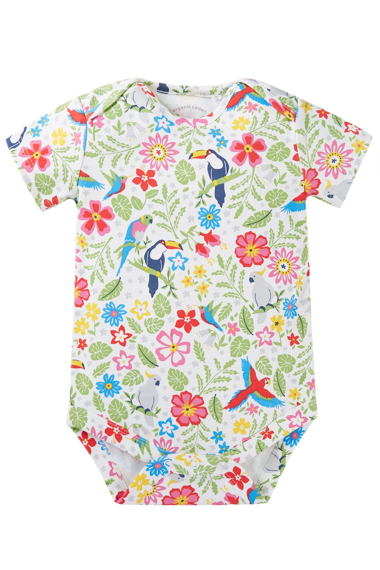 White - Tropical Birds | Super Special 2 Pack Body | Short Sleeve Baby Bodysuit | GOTS Organic Cotton