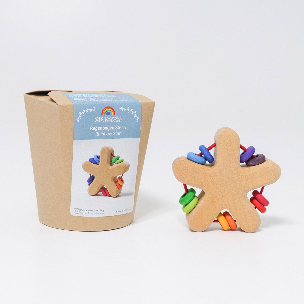 Rainbow Star Rattle & Clutching Toy | Baby’s First Wooden Toy