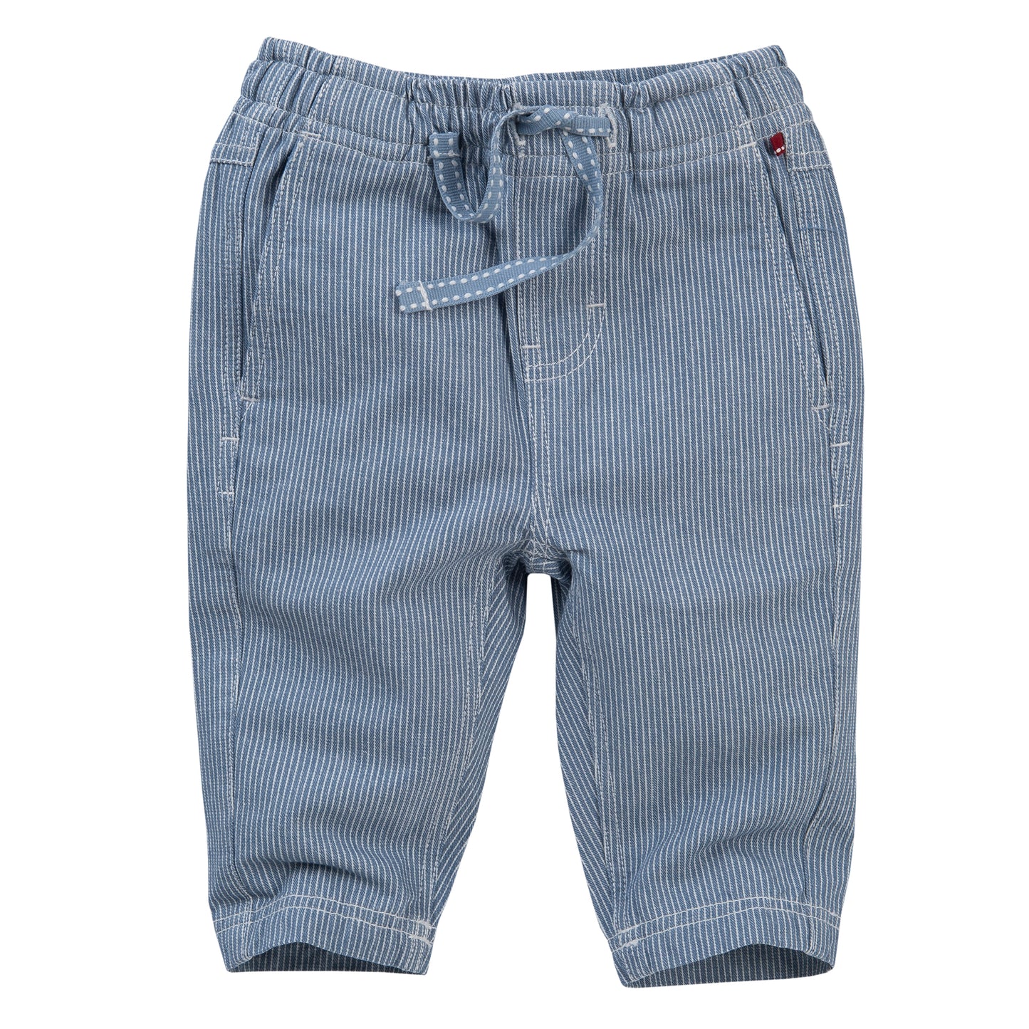 People WEAR ORGANIC Blue Stripe Denim Style | Baby Trousers | GOTS Organic Cotton | Front | BeoVERDE Ireland