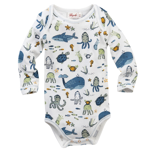 Ocean Animals | Long Sleeve Baby Bodysuit | GOTS Organic Cotton