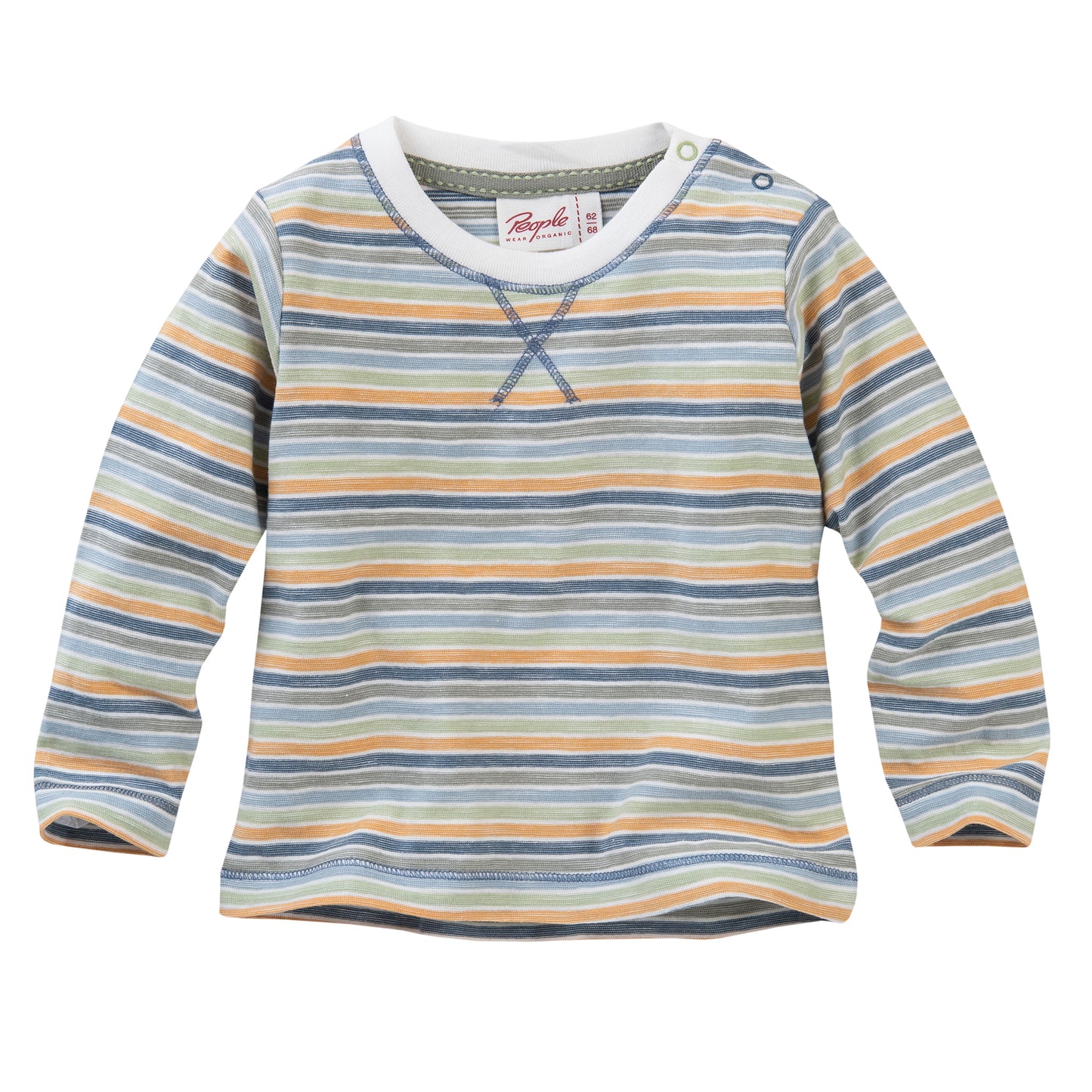 People WEAR ORGANIC Multi Striped | Long Sleeve Baby Top | GOTS Organic Cotton | Front | BeoVERDE Ireland