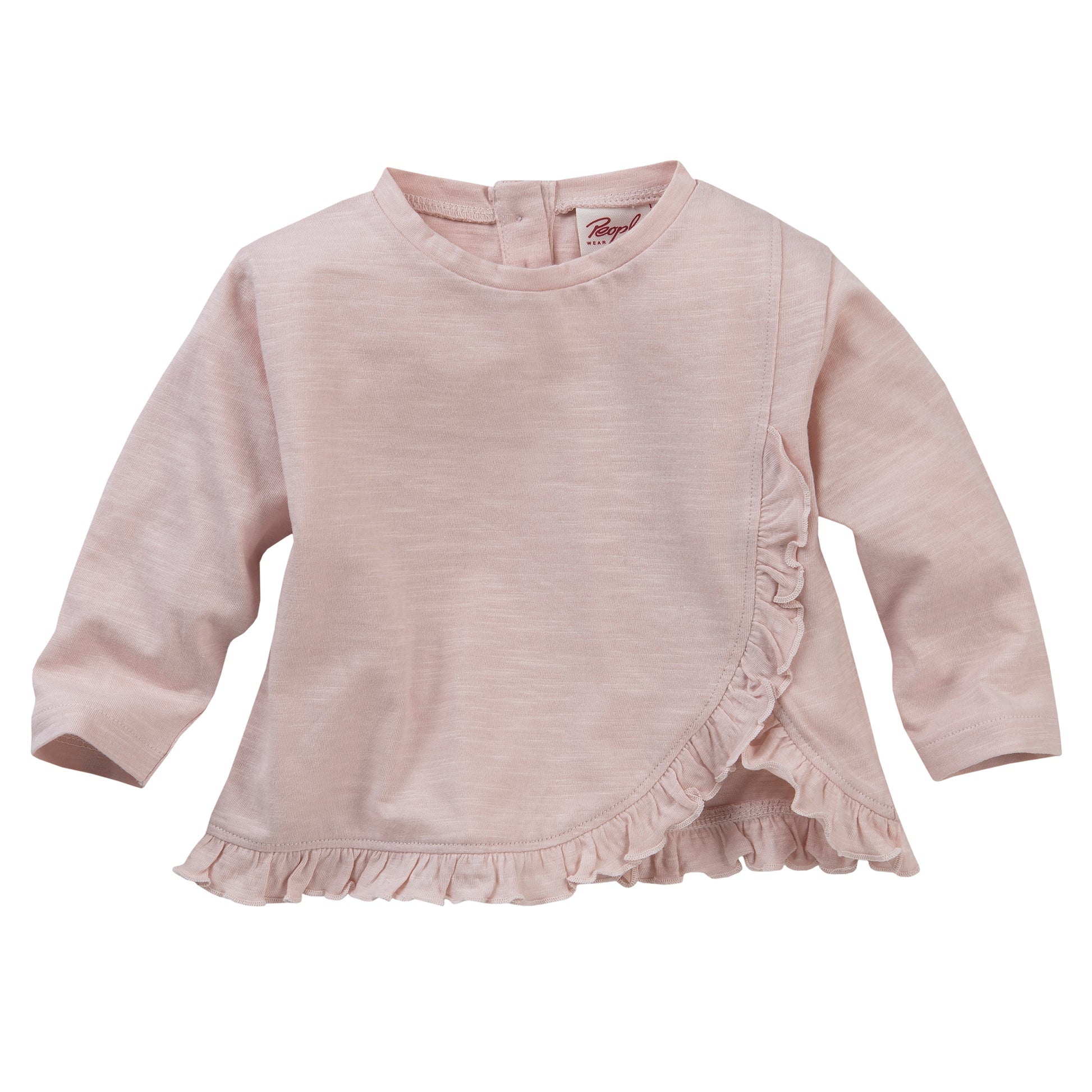 People WEAR ORGANIC Soft Rose Ruffled Shirt | Long Sleeve Baby Top | GOTS Organic Cotton | Front | BeoVERDE Ireland