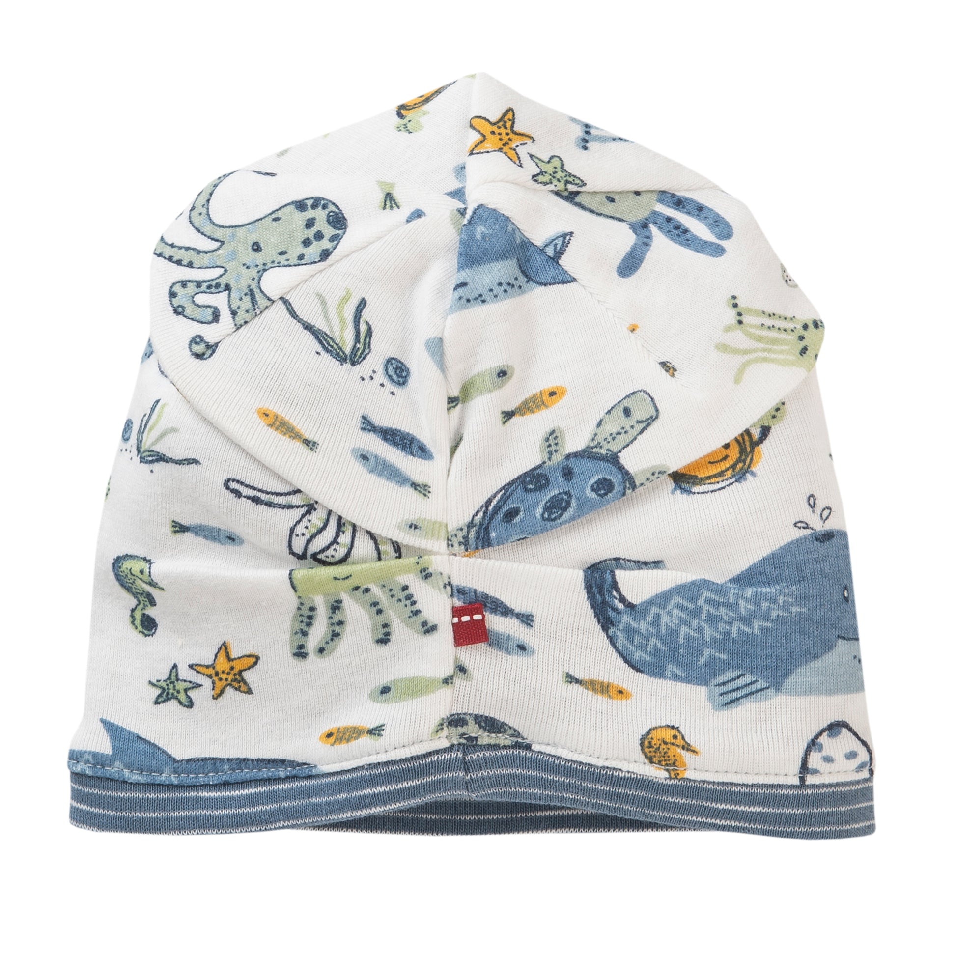 People WEAR ORGANIC Ocean Animals | Reversible Baby Beanie | GOTS Organic Cotton | Back | BeoVERDE Ireland