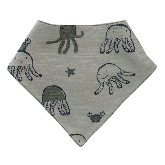 People WEAR ORGANIC Octopus x Multi Stripe | Reversible Bandana Bib | GOTS Organic Cotton | Octopus | Front | BeoVERDE Ireland