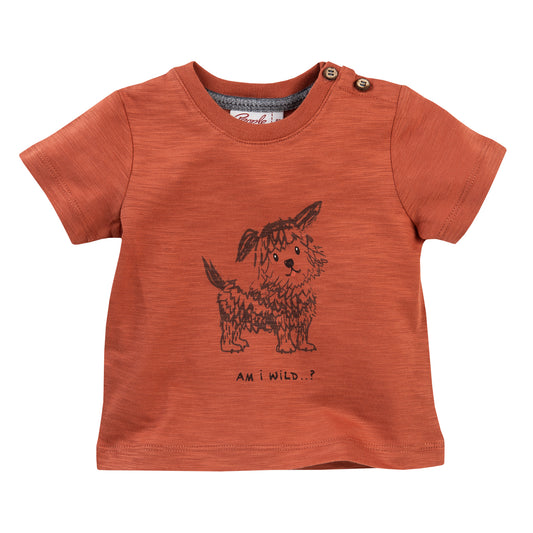 Puppy 'Am I Wild?' | Short Sleeve Baby Top | GOTS Organic Cotton