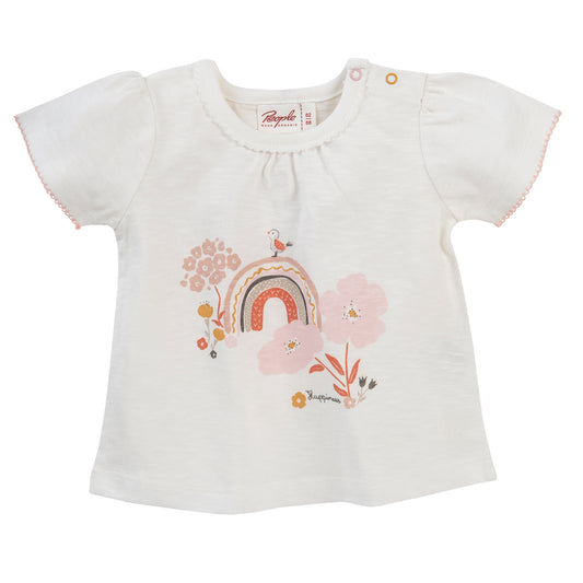 Blooming Rainbow Ruffled Shirt | Short Sleeve Baby Top | GOTS Organic Cotton