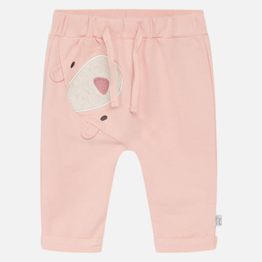 Hust & Claire Little Bear Joggers | Pink Rose | Baby & Toddler Pants | GOTS Organic Cotton | Front | BeoVERDE Ireland