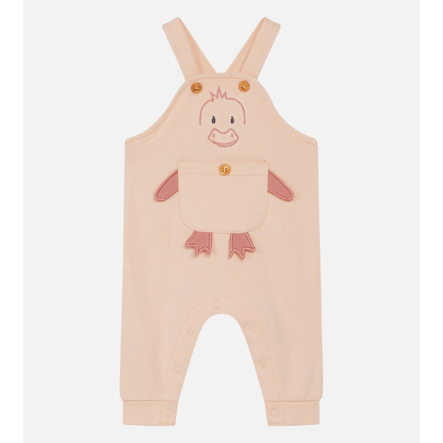 Hust & Claire Duckling Dungarees | Pink Rose | Baby & Toddler Pants | GOTS Organic Cotton | Front | BeoVERDE Ireland