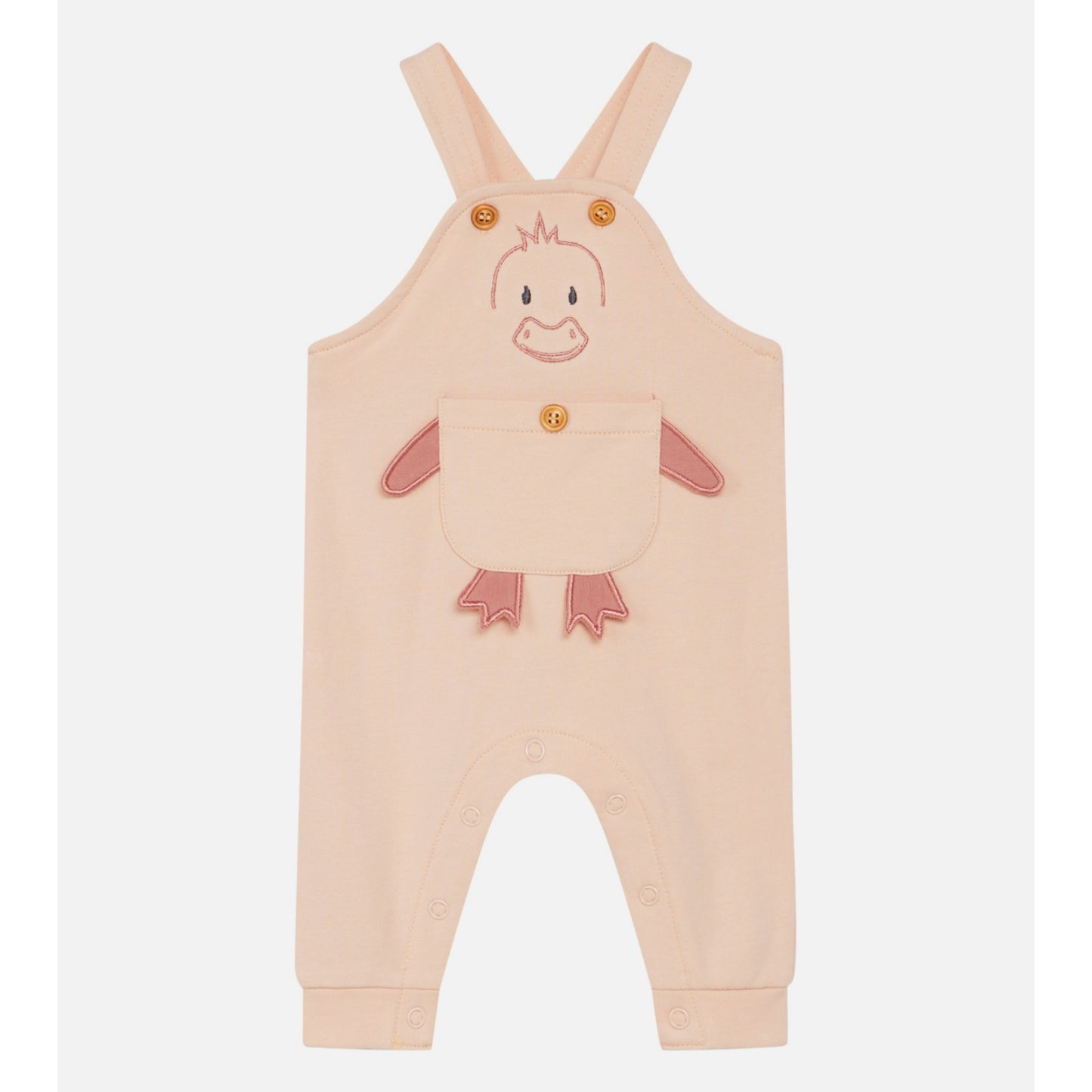 Hust & Claire Duckling Dungarees | Pink Rose | Baby & Toddler Pants | GOTS Organic Cotton | Front | BeoVERDE Ireland