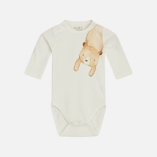 Little Bear | Whisper White | Long Sleeve Baby Bodysuit | GOTS Organic Cotton