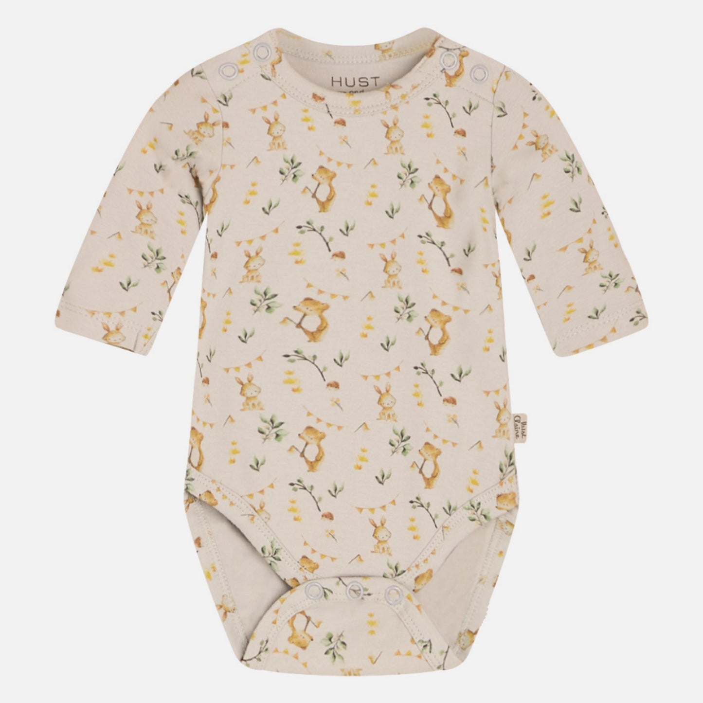 Flower & Animal | Pearl Blue | Long Sleeve Baby Bodysuit | GOTS Organic Cotton