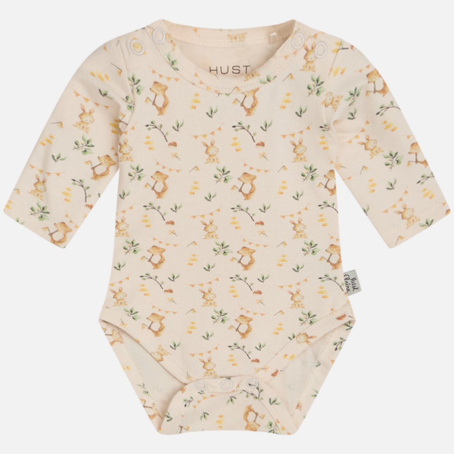 Flower & Animal | Soft Pink | Long Sleeve Baby Bodysuit | GOTS Organic Cotton
