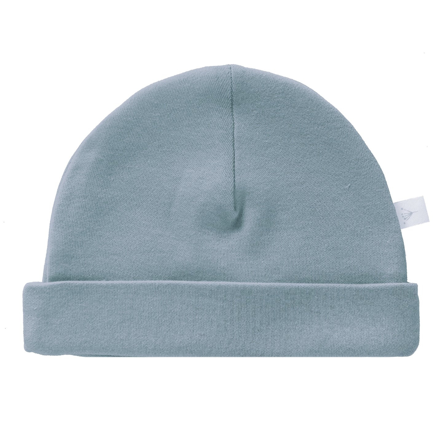 Fresk Blue Fog Baby Beanie Hat | GOTS Organic Cotton | Front | BeoVERDE Ireland