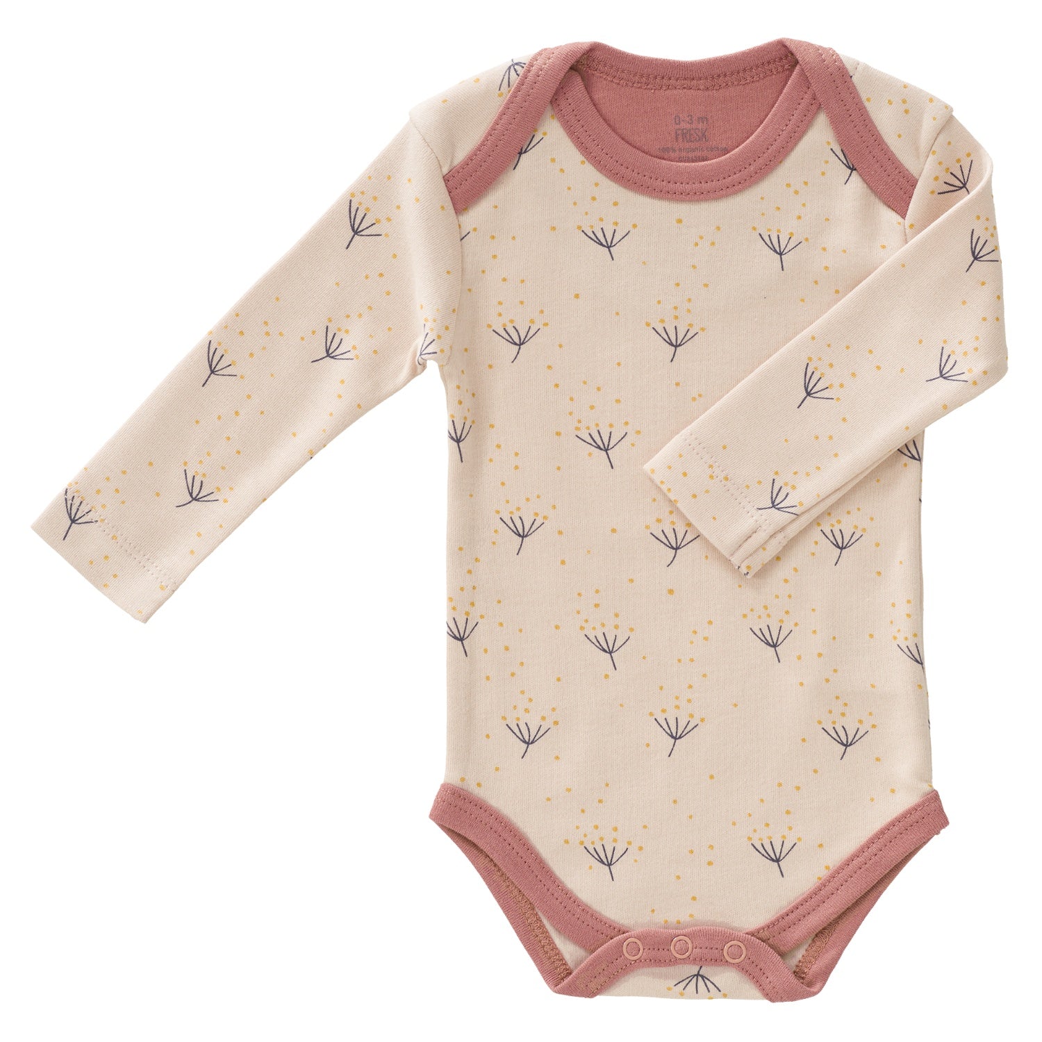 Fresk Dandelion | Long Sleeve Baby Body | GOTS Organic Cotton | Baby Bodysuit | Front | BeoVERDE Ireland