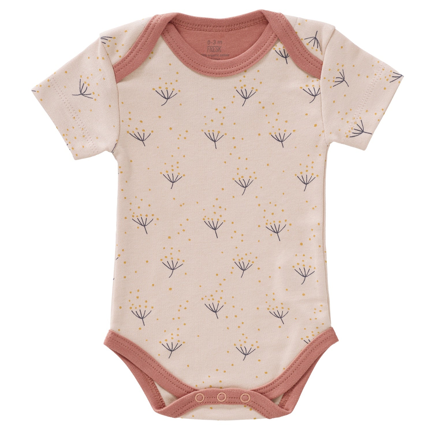 Fresk Dandelion | Short Sleeve Baby Body | GOTS Organic Cotton | Baby Bodysuit | Front | BeoVERDE Ireland