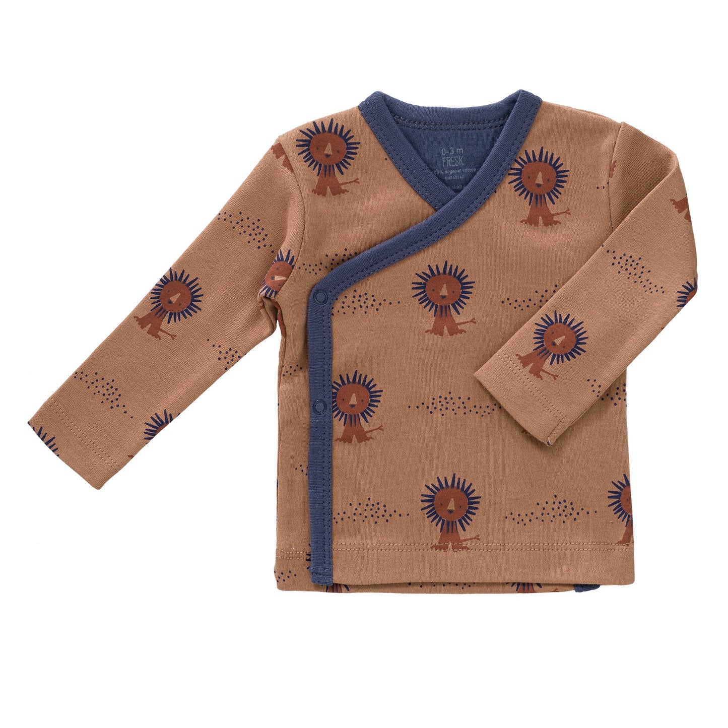 Fresk Lion | Long Sleeve Kimono Baby Top | GOTS Organic Cotton | Front | BeoVERDE Ireland