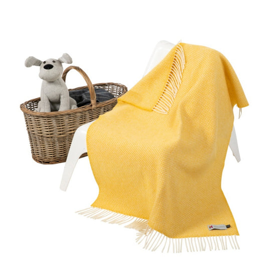 Yellow Herringbone Pattern | Baby Cashmere Blanket | Made in Nenagh, Co. Tipperary