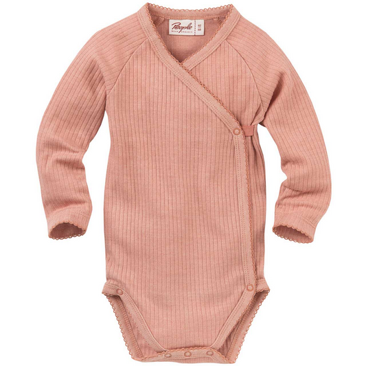 People WEAR ORGANIC Rosé | Long Sleeve Kimono Body | GOTS Organic Cotton | Baby Bodysuit | Front | BeoVERDE Ireland