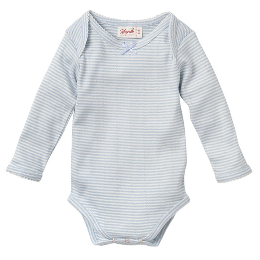 Sky Blue Stripes | Long Sleeve Baby Bodysuit | GOTS Organic Cotton