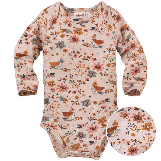 Birds & Flowers  | Long Sleeve Baby Bodysuit | GOTS Organic Cotton