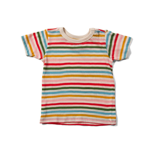 Little Green Radicals Rainbow Striped | Short Sleeve Baby T-Shirt | GOTS Organic Cotton | Front | BeoVERDE Ireland