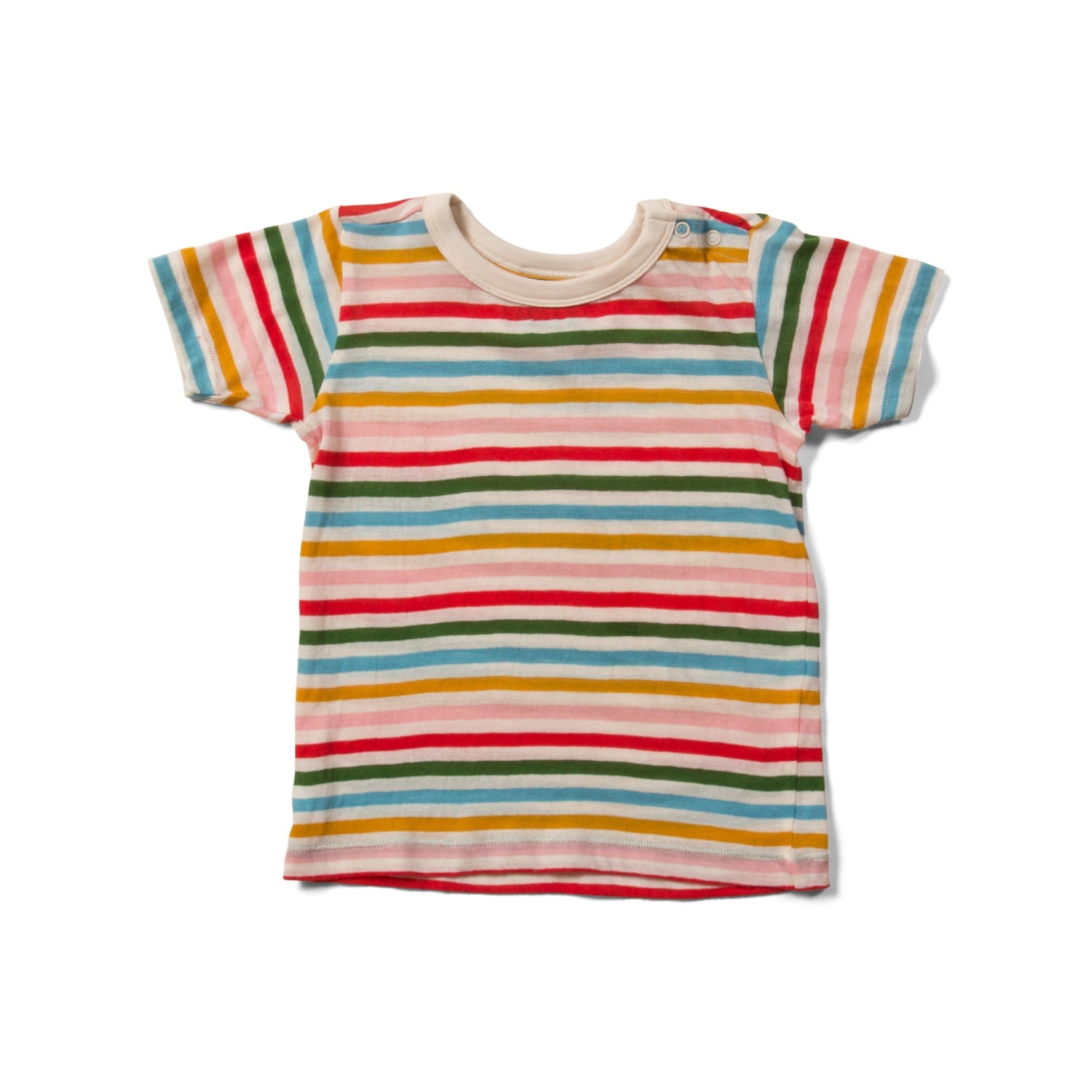 Little Green Radicals Rainbow Striped | Short Sleeve Baby T-Shirt | GOTS Organic Cotton | Front | BeoVERDE Ireland