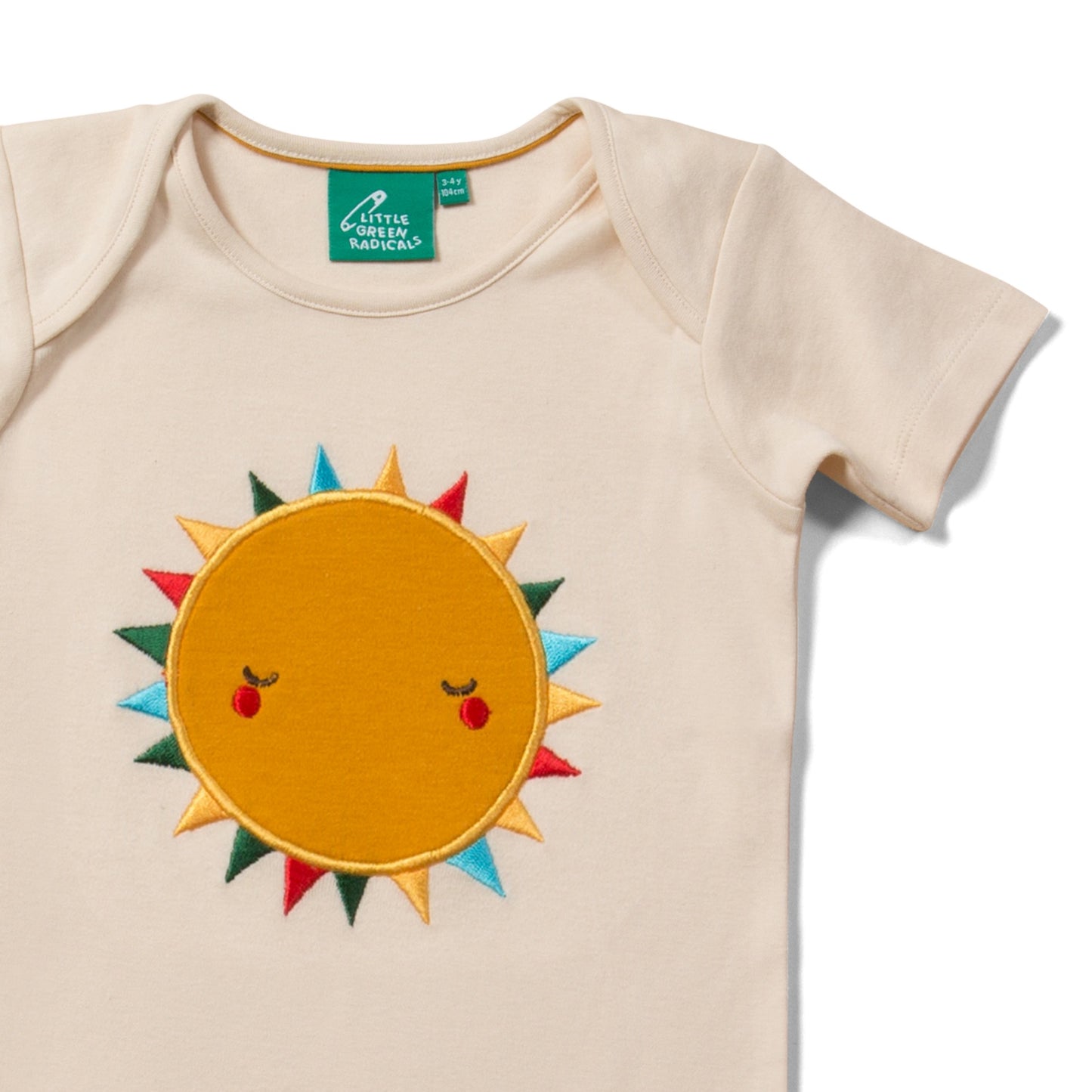 Little Green Radicals You Are My Sunshine | Short Sleeve Applique Baby T-Shirt | GOTS Organic Cotton | Front Close-up | BeoVERDE Ireland