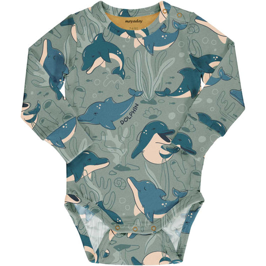 Dashing Dolphin | Long Sleeve Baby Bodysuit | GOTS Organic Cotton