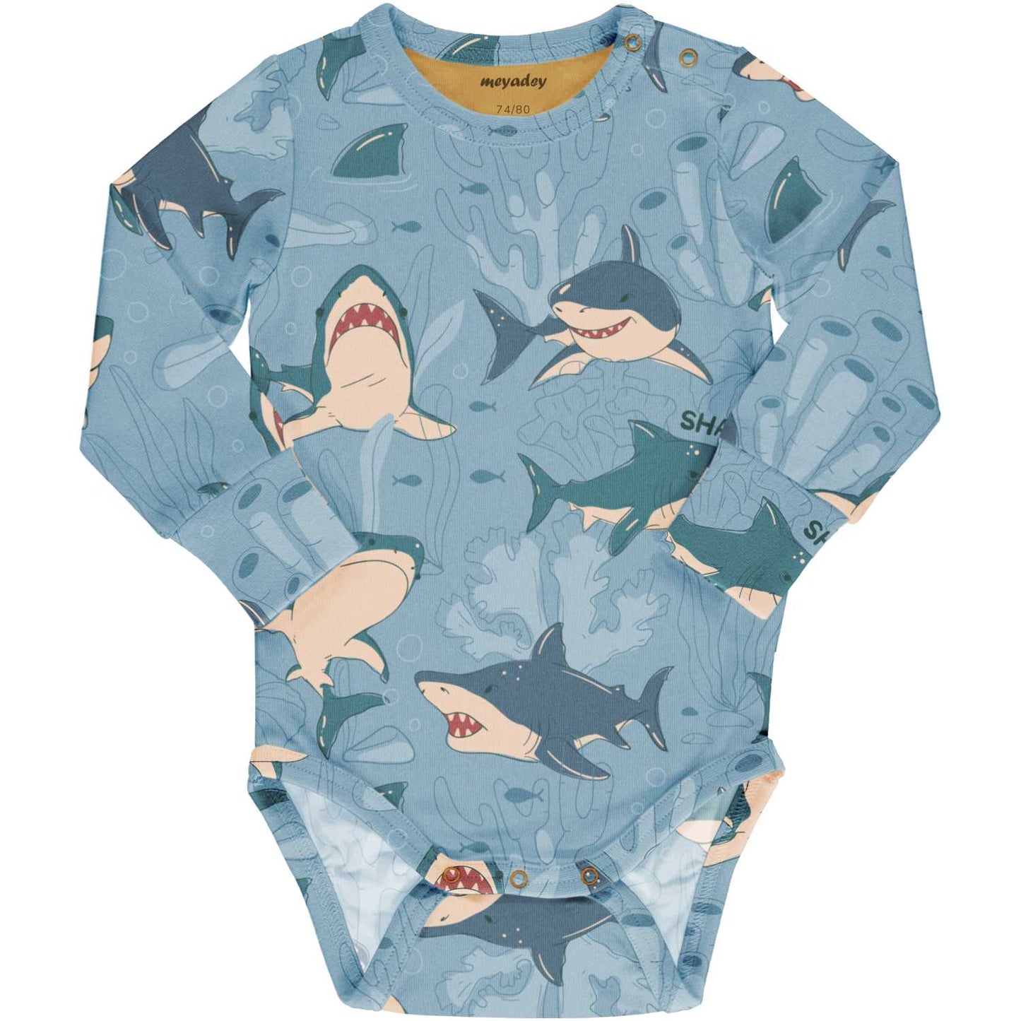 Shark Remark | Long Sleeve Baby Bodysuit | GOTS Organic Cotton
