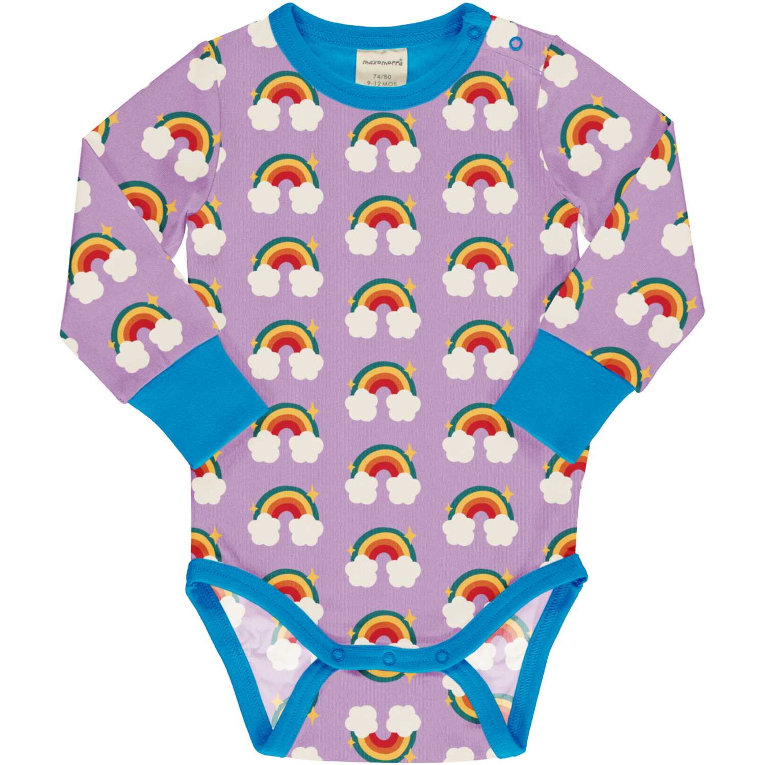 Maxomorra Rainbow Long Sleeve Body | GOTS Organic Cotton | Baby Bodysuit | Front | BeoVERDE Ireland