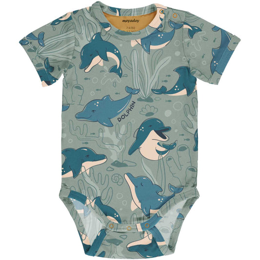 Dashing Dolphin | Short Sleeve Baby Bodysuit | GOTS Organic Cotton