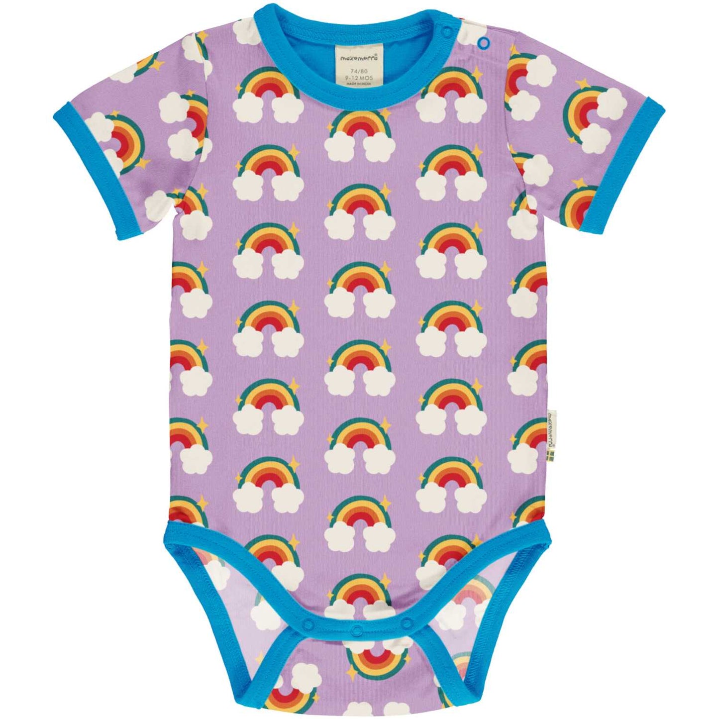 Maxomorra Rainbow Short Sleeve Body | GOTS Organic Cotton | Baby Bodysuit | Front | BeoVERDE Ireland