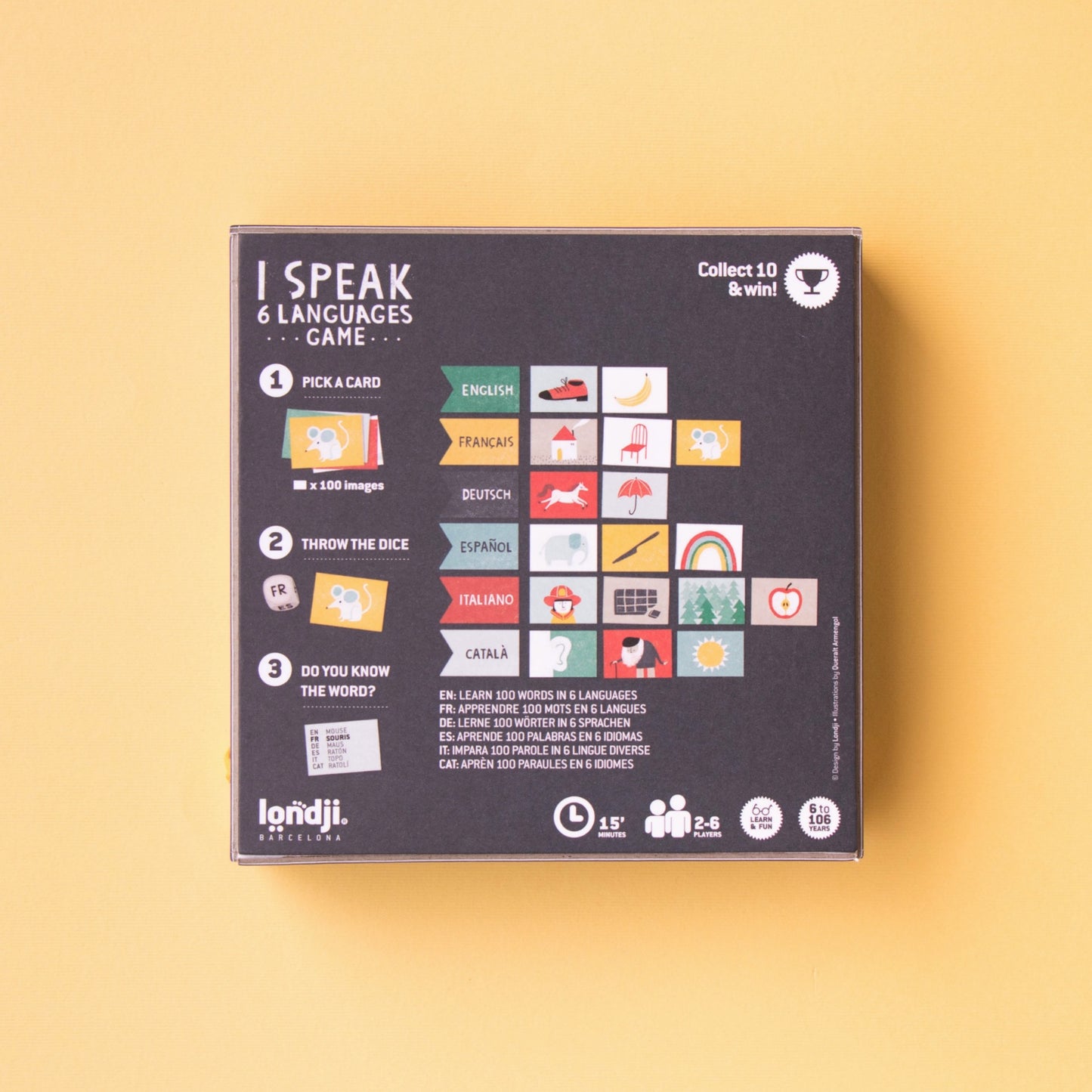 Londji I SPEAK 6 LANGUAGES Educational Game | | Language Learning Game for Kids | Box Back | BeoVERDE.ie