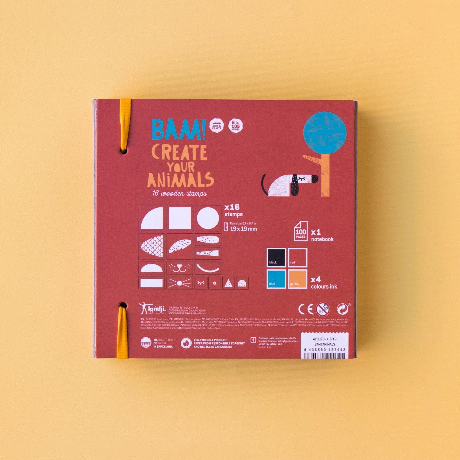 Londji BAM! ANIMALS Stamp Set | Creativity Stamp Set for Kids | Box Back | BeoVERDE.ie
