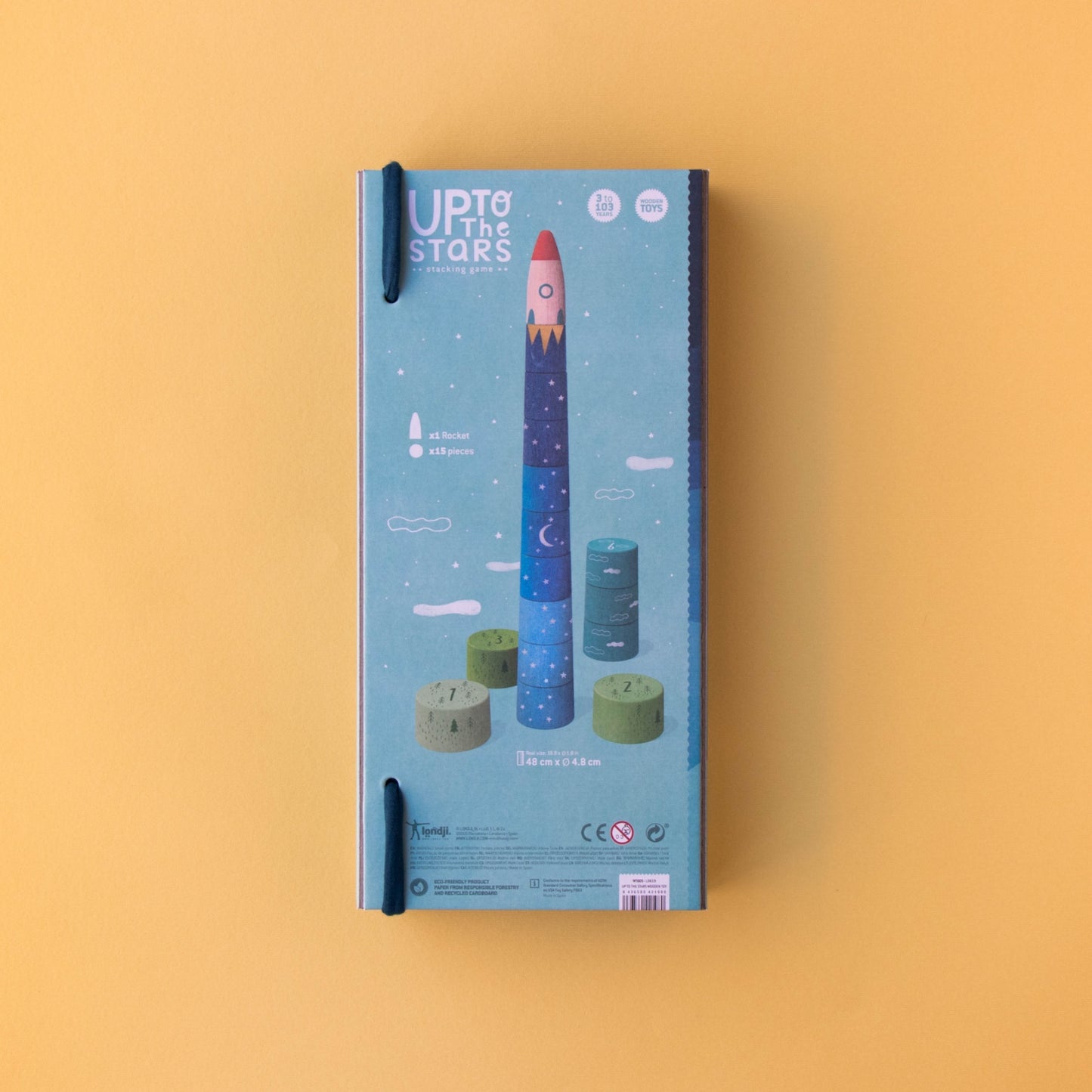Londji UP TO THE STARS | Wooden Stacking & Balancing Game | Box Back View | BeoVERDE.ie