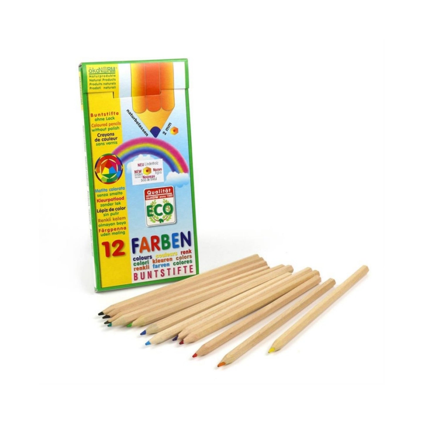 Non-Toxic Wooden Coloured Pencils | 12 Vibrant Colours | BeoVERDE.ie