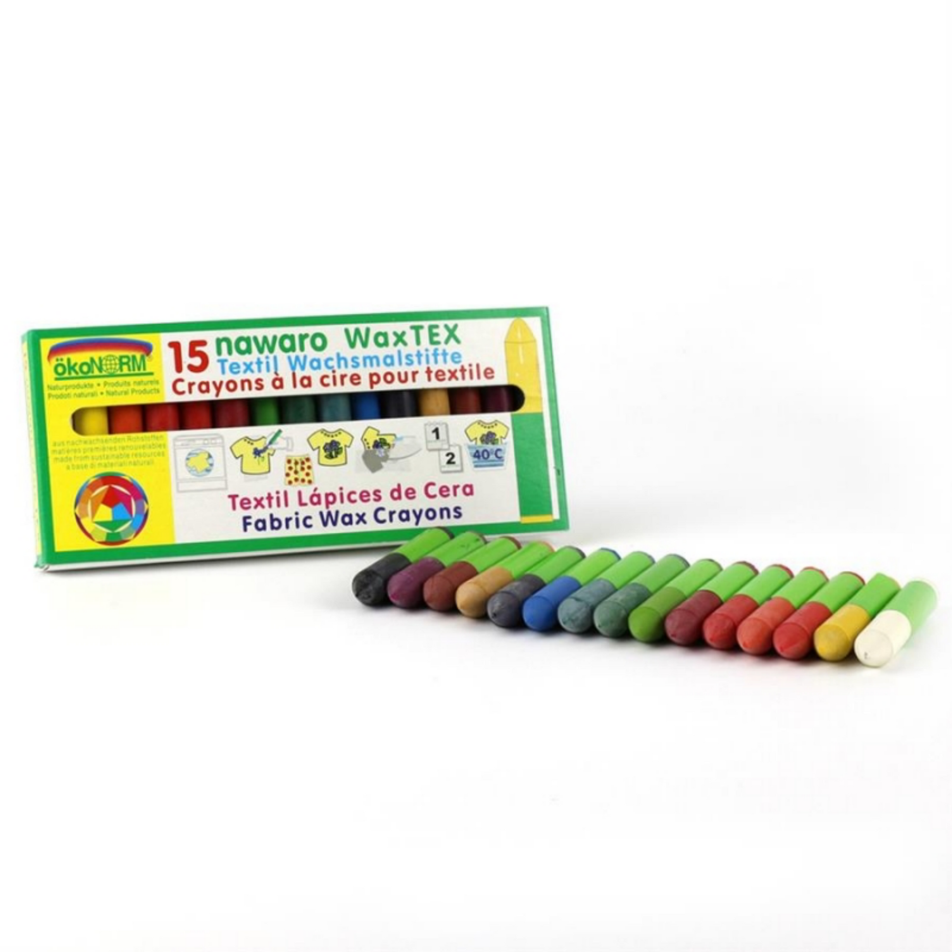 Non-Toxic Natural Textile Wax Crayons | 15 Vibrant Colours | BeoVERDE.ie