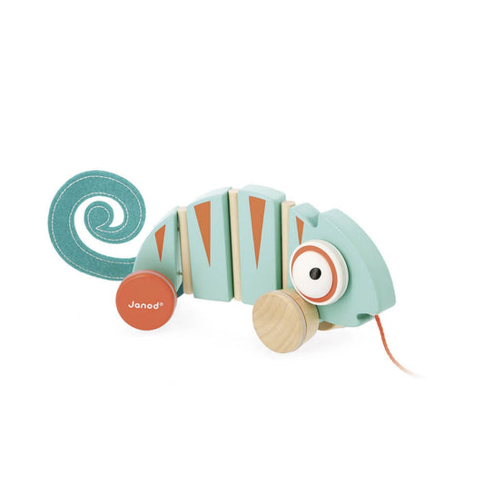 Janod Pull-Along Chameleon | Toddler Activity Toys | BeoVERDE Ireland