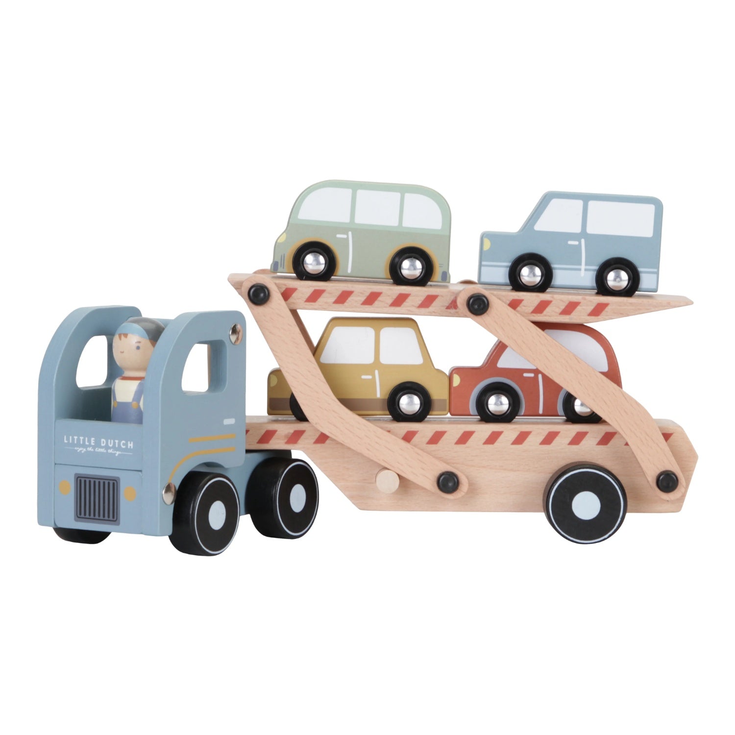 Little Dutch Car Transporter with 4 Cars & Driver | Wooden Toy | BeoVERDE Ireland