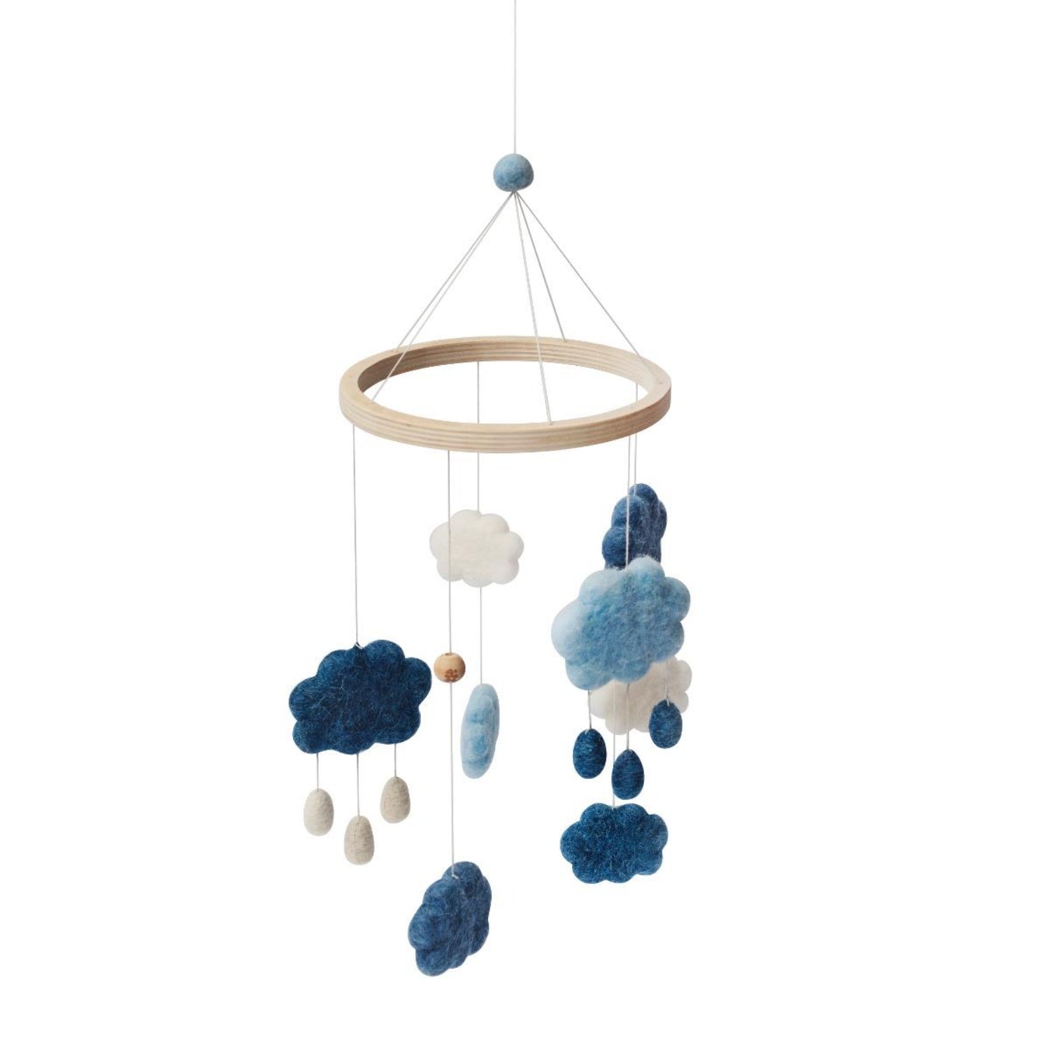 Sebra Felted Baby Mobile Clouds - Denim Blue | Baby Activity Toy | BeoVERDE Ireland