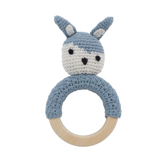 Sebra Crochet Rattle Siggy, The Rabbit | Powder Blue | Baby’s First Toy | BeoVERDE Ireland