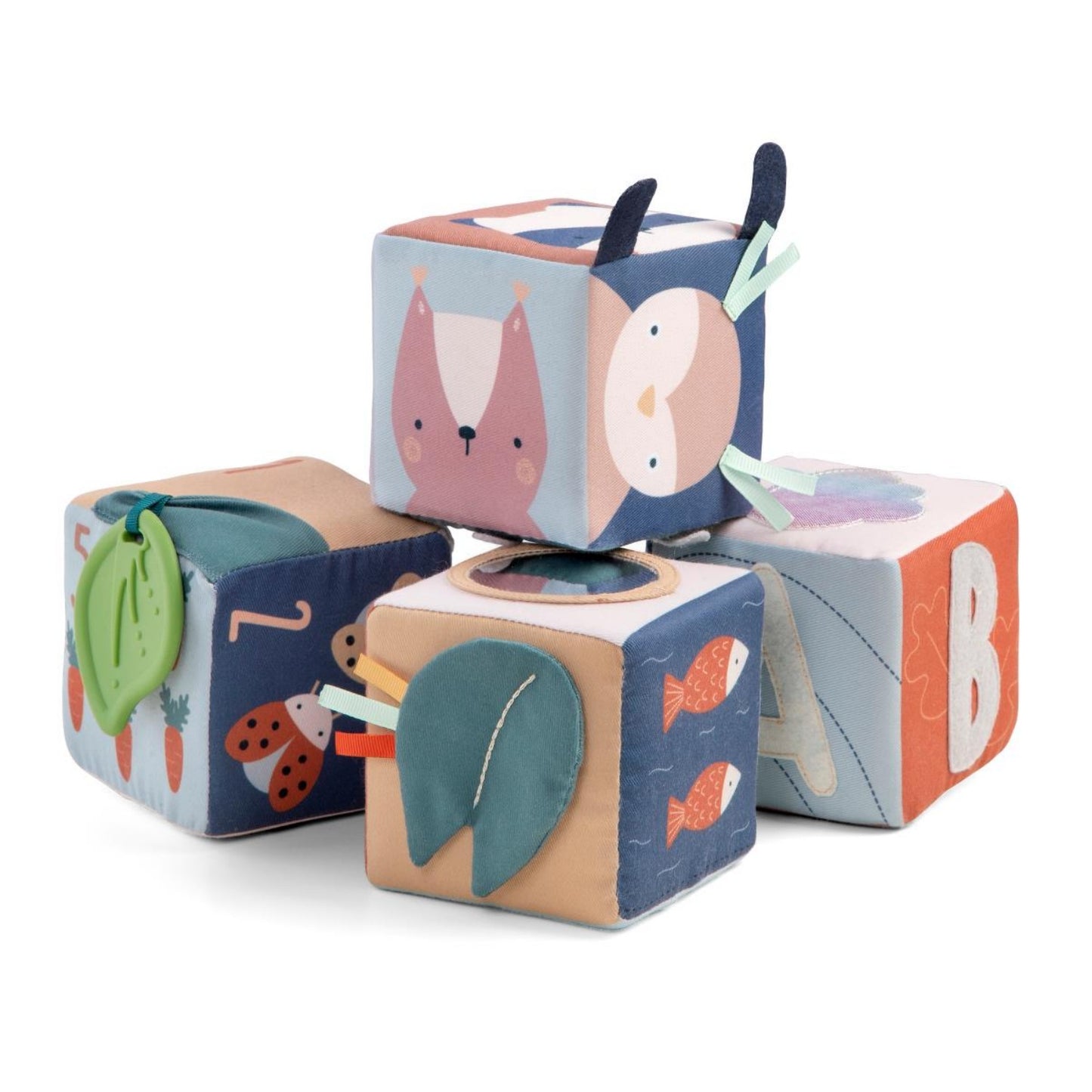 Sebra Woodland Soft Blocks | Soft Stacking Cubes | Baby Activity Toy | BeoVERDE Ireland